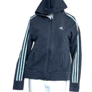 Adidas Women Hoodie Zip Up Long Sleeve Size M Blue
